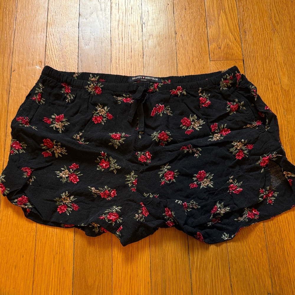 Brandy Melville Black Floral Shorts